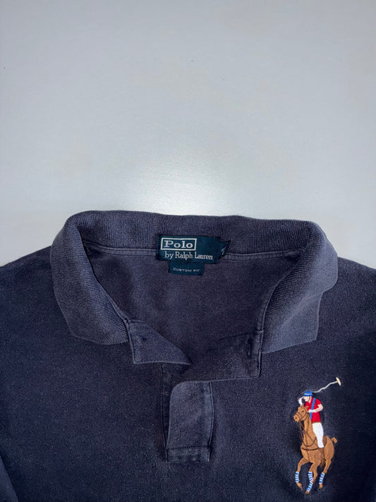 Polo Ralph Lauren Navy Big Pony Long-Sleeve Polo #3 Sleeve Custom Fit (M)