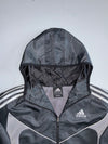 Adidas 3-Stripes Black & Grey Hooded Windbreaker Jacket S/M