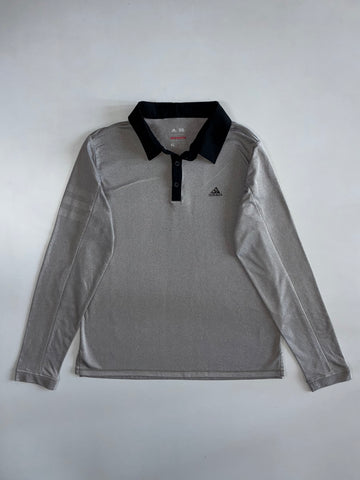 Adidas Climawarm Long Sleeve Rugby Polo in Silver Grey (L)