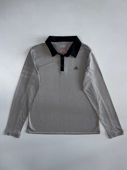 Adidas Climawarm Long Sleeve Rugby Polo in Silver Grey (L)