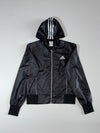 Adidas 3-Stripe Hooded Shell Track Jacket Black/Silver,((XS)