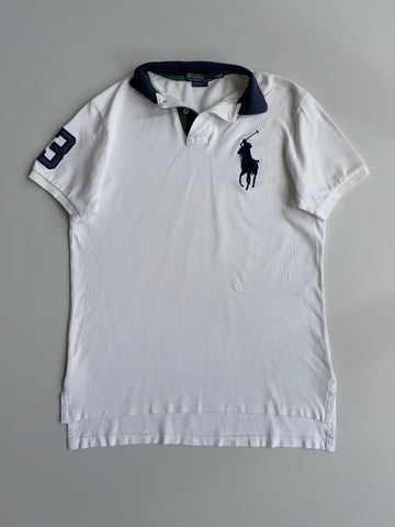 Polo Ralph Lauren Big Pony Custom Fit Polo - White/Navy (L)