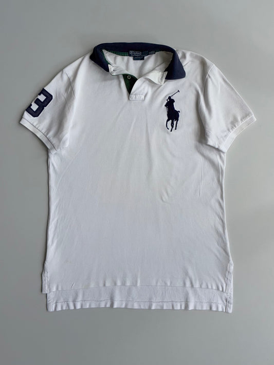 Polo Ralph Lauren Big Pony Custom Fit Polo - White/Navy (L)