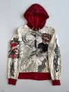 Vintage Y2K Ed Hardy by Christian Audigier Full Rhinestone Tattoo Graphic Zip Hoodie (L)