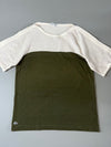 Lacoste Colorblock Mesh Knit T-Shirt — Olive Green / Cream (XS)