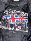 Cafe Racer “Tribute Edition Live Fast” Genuine Cowhide Leather Moto Jacket with Union Jack Inner Lining (Paded)(M)