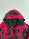 FB Red & Black Buffalo Check Sherpa-Lined Hooded Flannel Shacket (S/M)