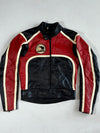 Vintage 80s Jumbo Red, Black & White Leather Racing Jacket – Elephant Logo Patch (XS)
