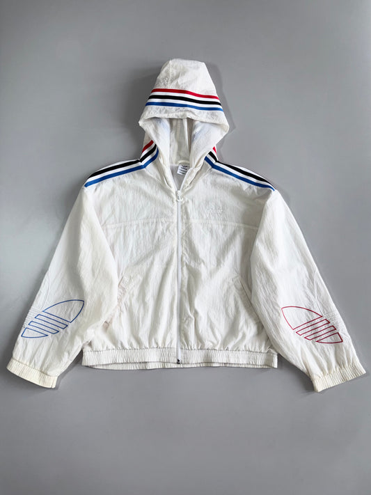 Adidas Originals Primegreen Windbreaker White Tri-Stripe Trefoil Hooded Oversized(M)