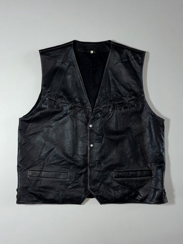 Vintage Leather Vest | Black Lace-Up   (M)