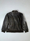 Vintage Global Identity Black Pure Leather Bomber Jacket with Utility Pockets (2XL)