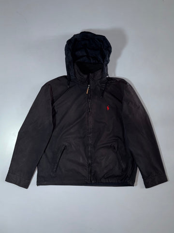 Polo Ralph Lauren Black Hooded Zip Windbreaker Jacket (XL)