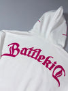 Battlekid Spider-Web Embroidered Full-Zip Hoodie – White/Pink (2XL)