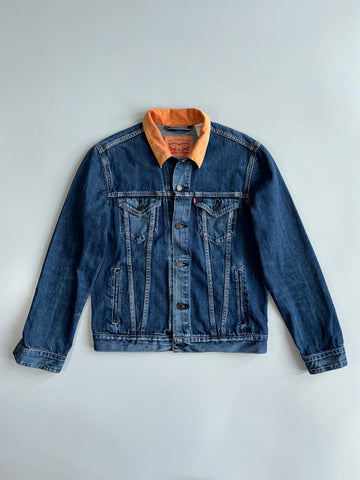 Levi’s Strauss & Co. Corduroy Collar Dark Wash Denim Trucker Jacket (M)