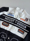 Y2K Style Black & White Embroidered Patch Racing Jacket(L)