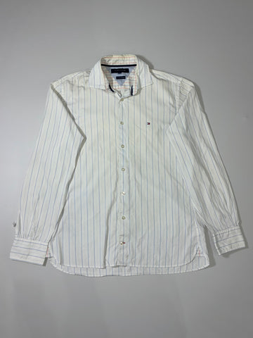Tommy Hilfiger | White Pinstripe Button-Up Shirt (M)