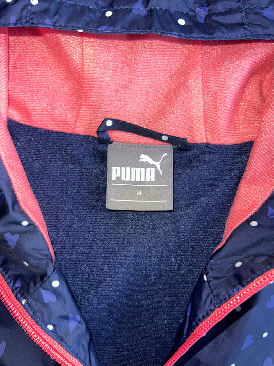 Puma Navy Polka Dot & Heart Print Windbreaker Women's (S/M)