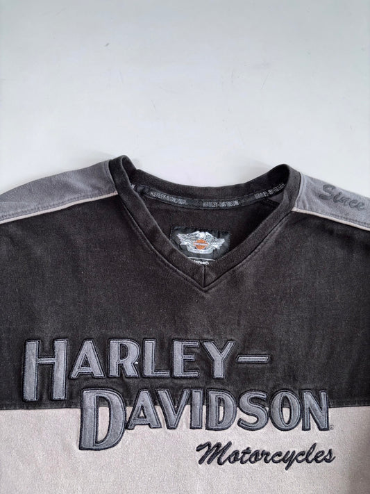 Harley-Davidson Genuine MotorClothes L/S Pullover | Black & Grey Colorblock | Bar & Shield | 3XL