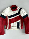 Vintage 90s Fieldsheer by Nelson-Rigg Leather Racing Jacket – Red/White/Navy – Made in Korea (S)