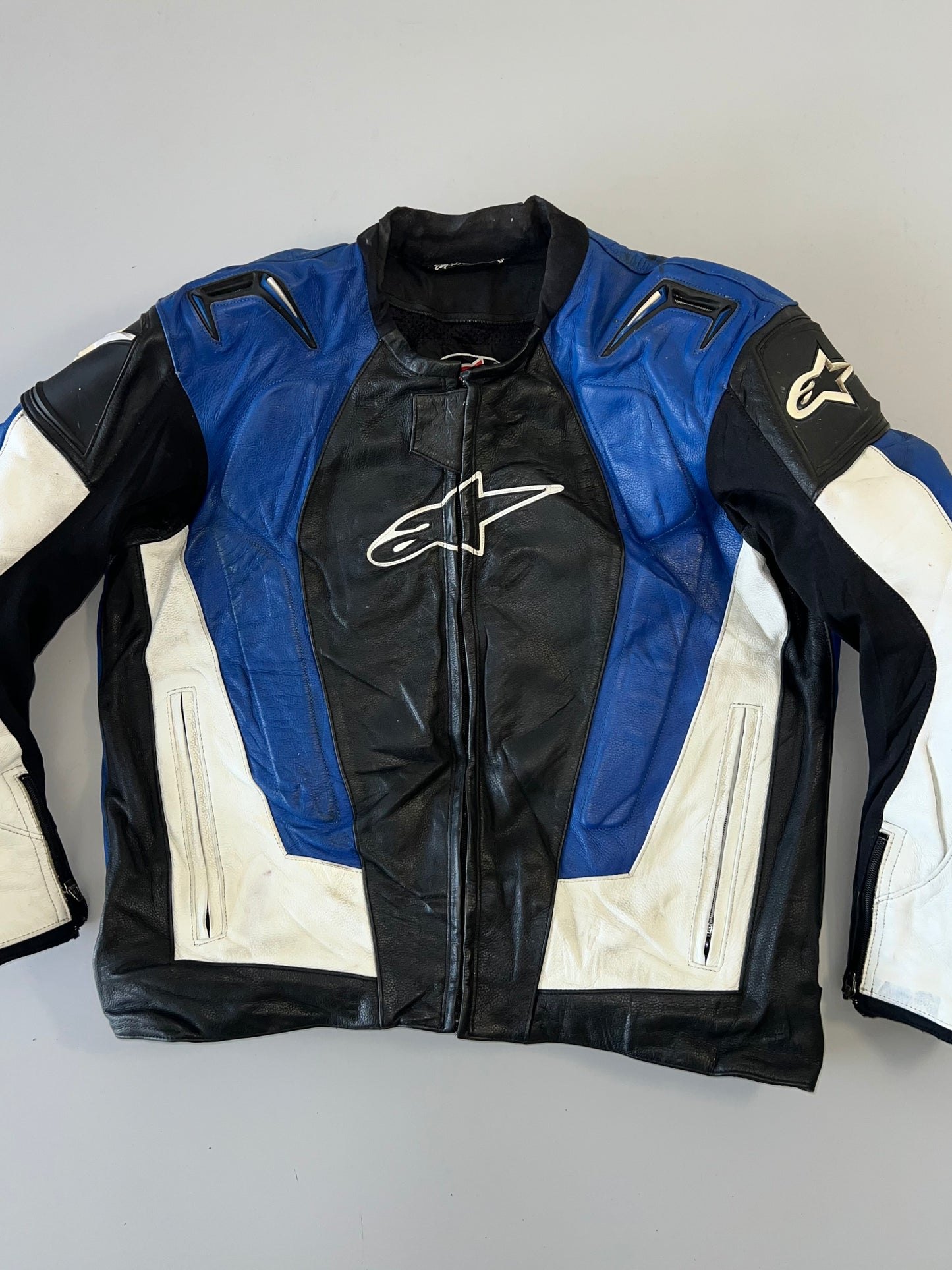ZSuper RARE Alpinestars Original Heavy Pure Leather Riding Jacket (Extremely Padded) (L/XL)