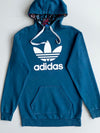 Adidas Originals Teal Big Trefoil Hoodie with Floral Hood Lining  (M)