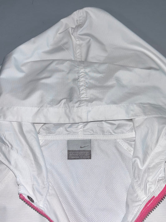 Nike White & Pink Hooded Windbreaker Jacket (S)
