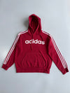 Adidas Linear Logo Hoodie | Maroon Red 3-Stripe (M)