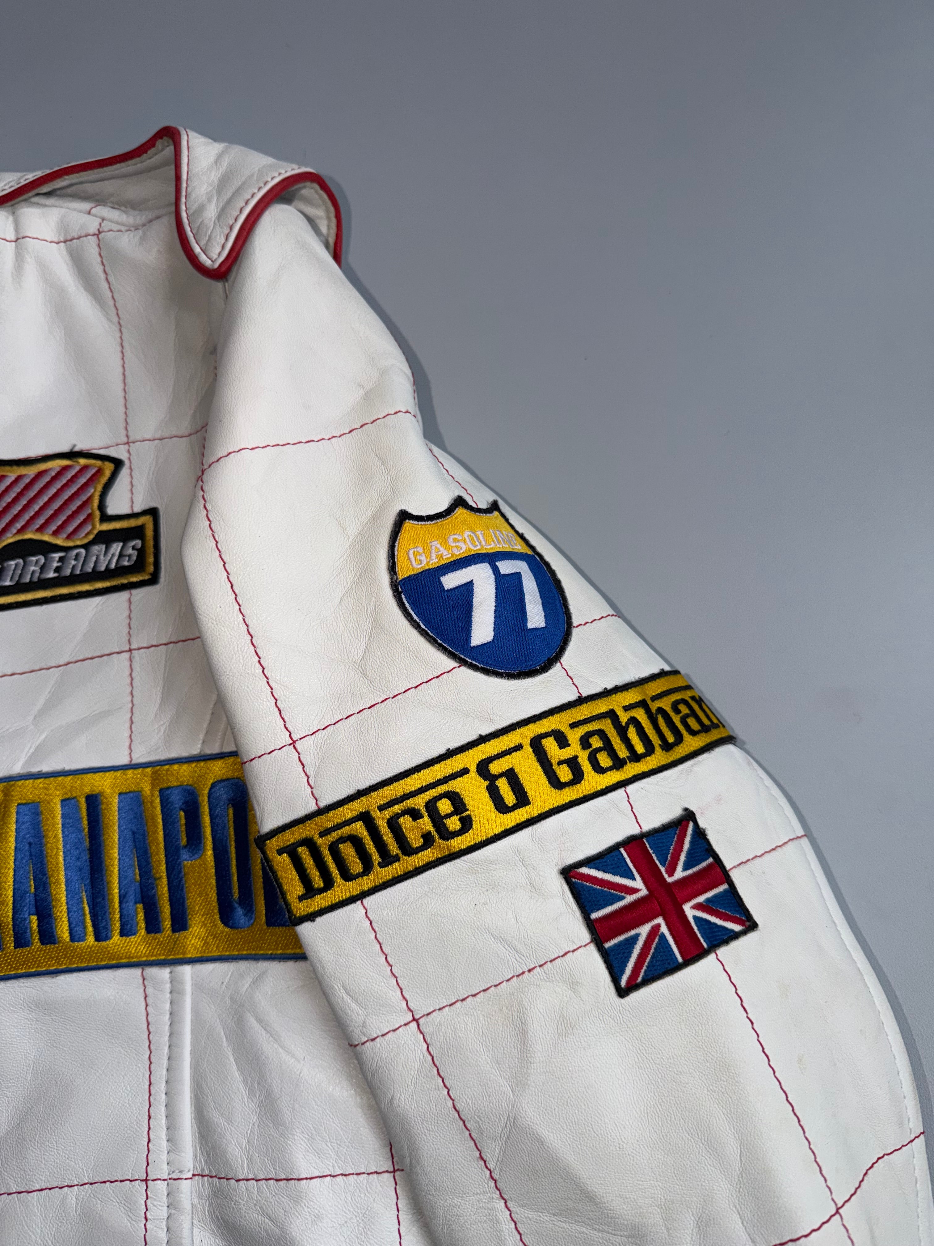 90's Dolce & Gabbana Vintage Racing Leather Jacket | “Indianapolis