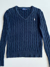 Polo Ralph Lauren Cable Knit V-Neck Sweater – Navy (XS)