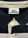 Lacoste Striped Long Sleeve Polo – Navy, Grey & Cream (M)