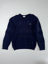 Lacoste Navy Blue Textured Knit Logo Crewneck Sweater(L/XL)