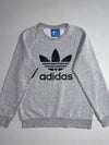 Adidas Originals | Grey Snakeskin Texture Big Trefoil Crewneck Sweatshirt (S)