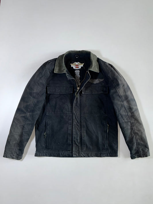 Vintage Harley-Davidson Eagle Wings Zip-Up Field (Padded) Jacket (L/Xl)