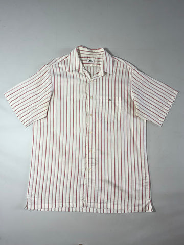 Lacoste Sport Striped Short Sleeve Button-Up Shirt  (XL)