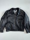 Vintage Heritage Skull Engine Black Leather Bomber Jacket (M)