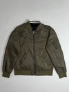 Browny Vintage Reversible Souvenir Satin Bomber Jacket – Black/White & Olive (M)