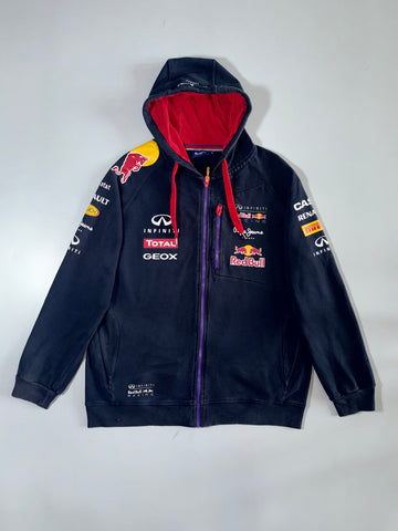 Pepe Jeans x Red Bull Racing F1 Team Hoodie Navy w/ Red Lining, Infiniti/Total/Geox Sponsors (XL)