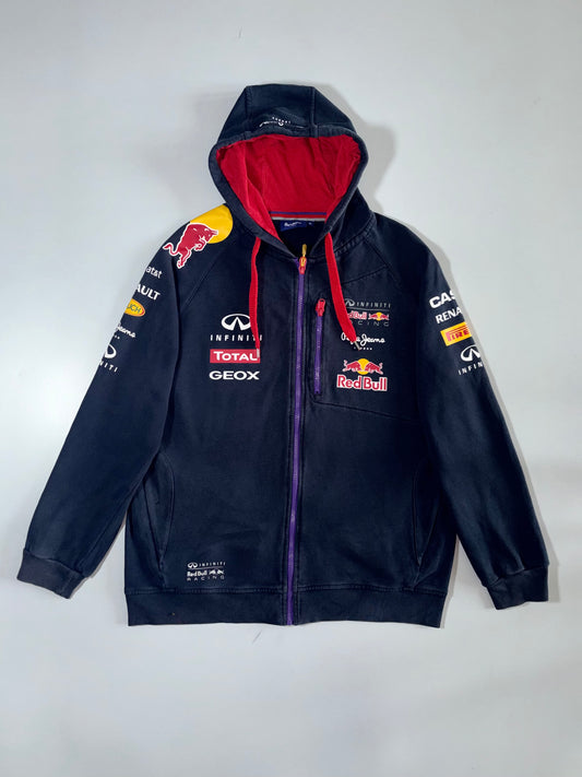 Pepe Jeans x Red Bull Racing F1 Team Hoodie Navy w/ Red Lining, Infiniti/Total/Geox Sponsors (XL)