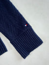 Tommy Hilfiger Herringbone Textured Knit Crewneck Sweater – Navy (L)