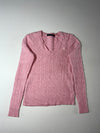 Ralph Lauren Sport | Pink Cable Knit V-Neck Sweater Women’s  | (S)
