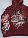 Bershka Fortune Floral Graphic Hoodie Burgundy (L)