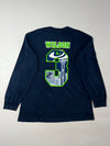 Seahawks Russell Wilson #3 Super Bowl XLVIII Long Sleeve Tee – Navy (L)