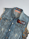 Rare Harley-Davidson “Dang Jin” Eagle Engine Lace-Up Denim Biker Vest(M)
