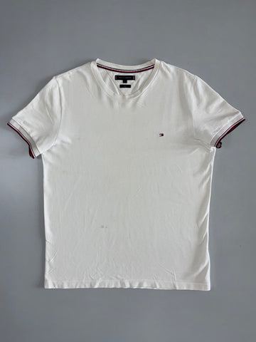 Tommy Hilfiger White Tipped Collar Slim Fit T-Shirt (L)