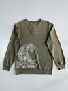 Vintage Big Train Back Print Tiger  Crewneck Sweatshirt | Olive (L)