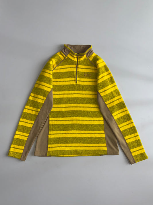 Fila Sport | Yellow Striped Quarter-Zip Fleece (S)
