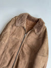 Vintage Brown Sheepskin Shearling Aviator Bomber Jacket (S)
