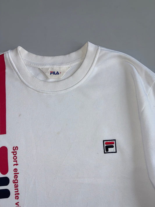 Fila Biella Italia Crewneck Sweatshirt | White | Big Logo Spellout (S)