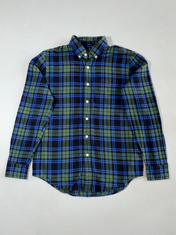 Vintage Abercrombie And Fitch Blue Green Plaid Flannel (M)