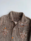 Vintage Knockout Jeans | Heavy Embroidered Eagle Crown Denim Jacket | Grey Wash (L/XL)